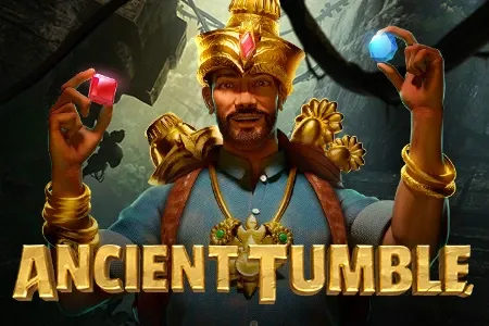 Ancient Tumble slot game featuring an ancient warrior and mystical ruins