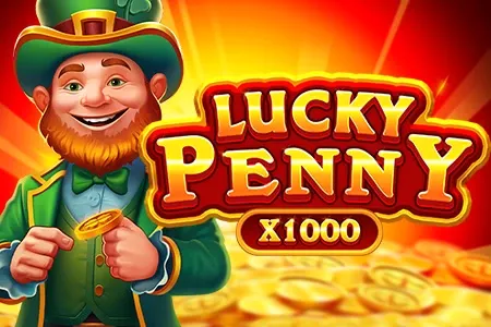 Lucky Penny x1000 slot game featuring a leprechaun holding a pot of gold."